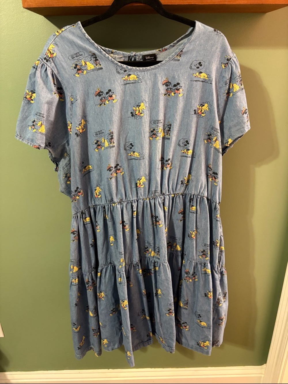 Disney Parks Her Universe Blue Tiered Casual Dress with Mickey & Pluto Print